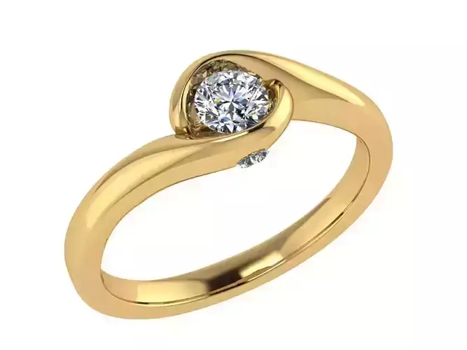 Ring241 gold engagement ring with diamond in center