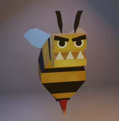 Evil bee enemy Low-poly 3D model_0