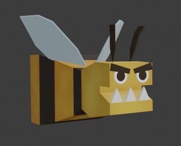 Evil bee enemy Low-poly 3D model_3