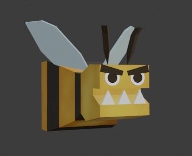 Evil bee enemy Low-poly 3D model_1