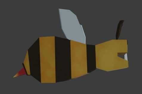 Evil bee enemy Low-poly 3D model_2