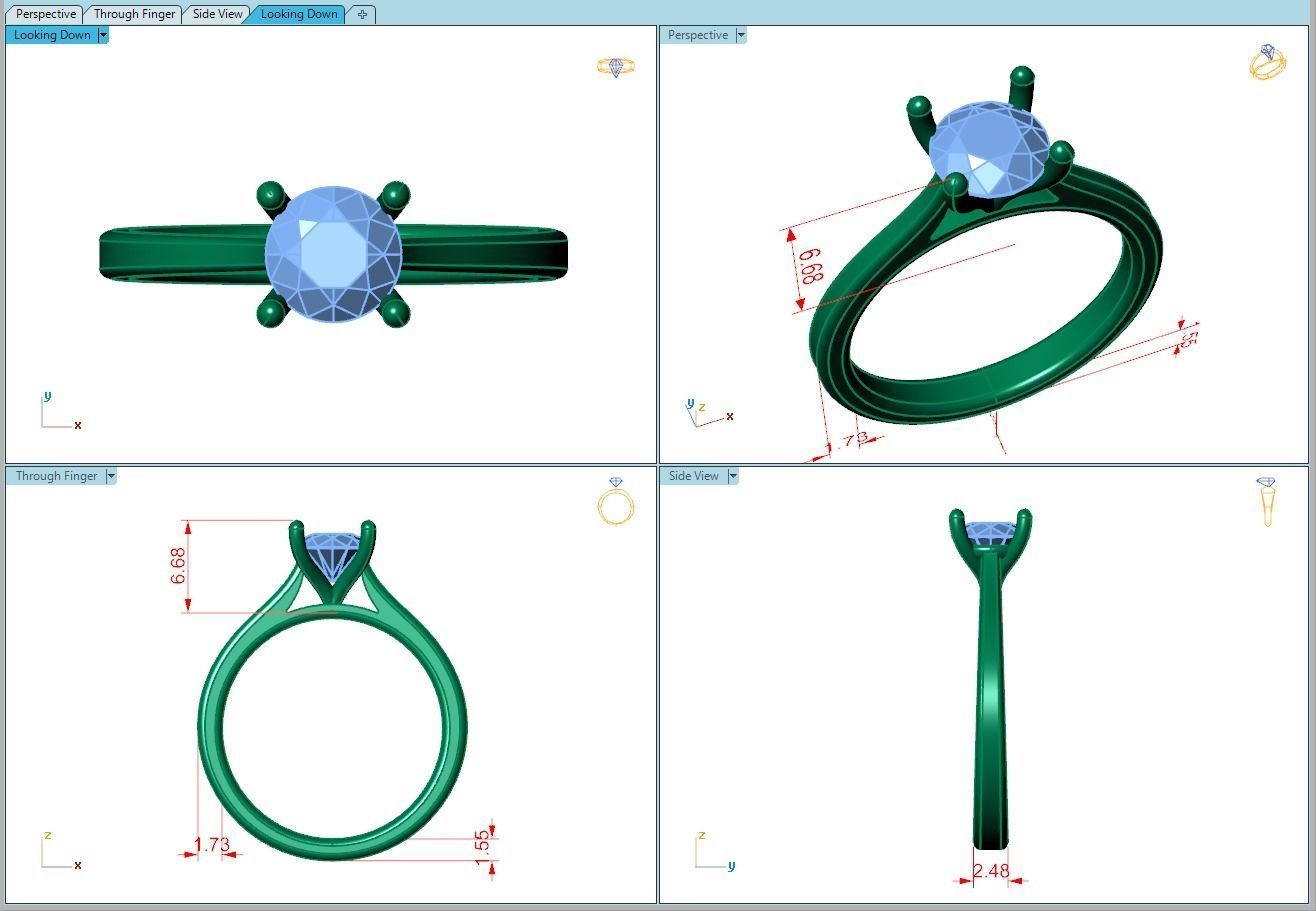 Ring242 solitaire engagement ring gold 3D print model_5
