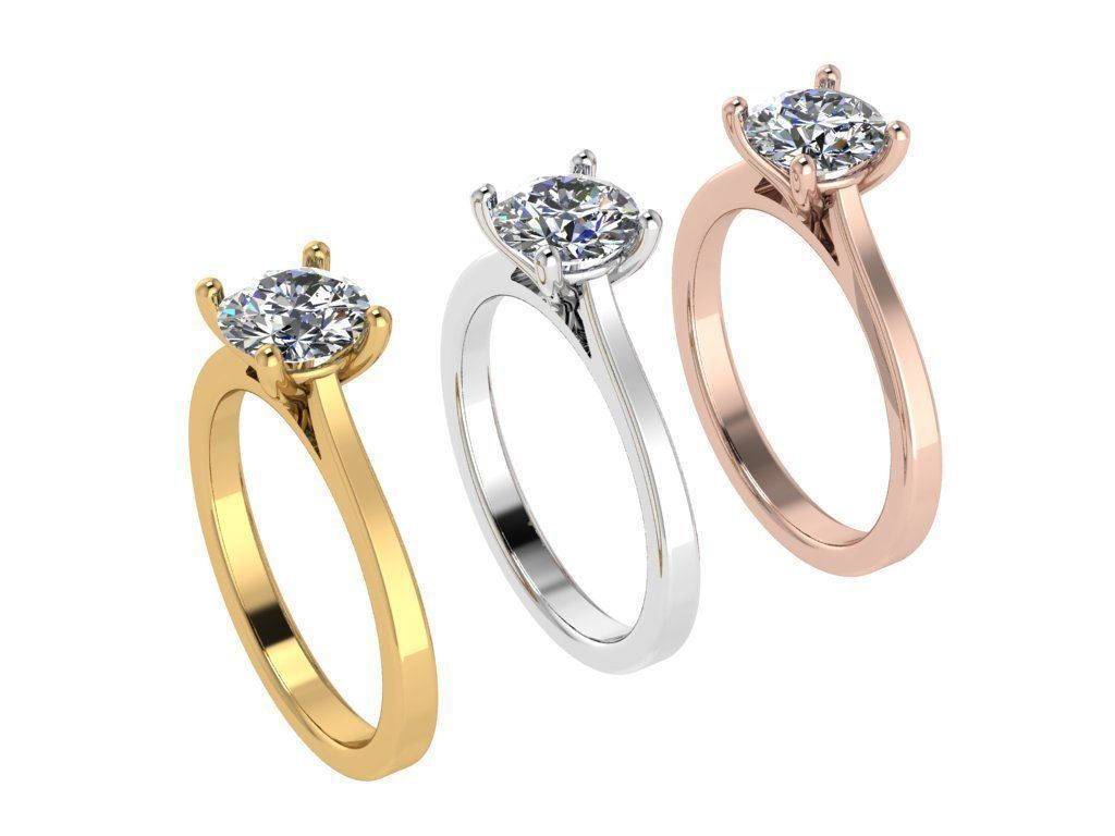 Ring242 solitaire engagement ring gold 3D print model_4