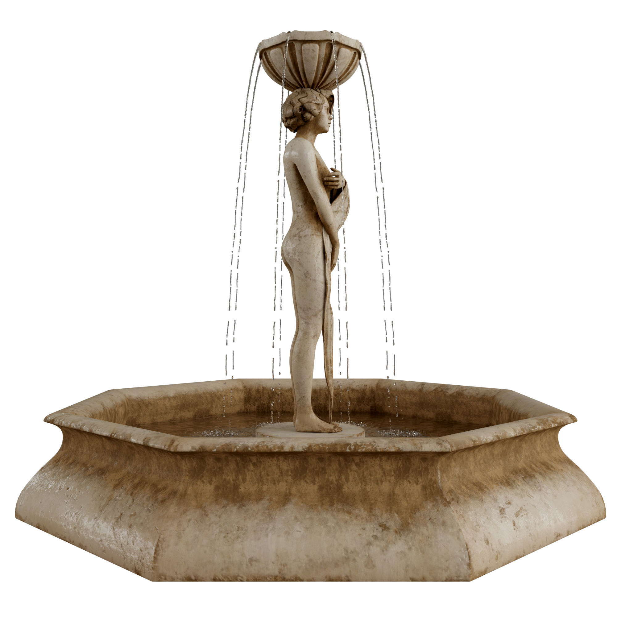 Girl Statue Fountain - Water Feature 3D model_2