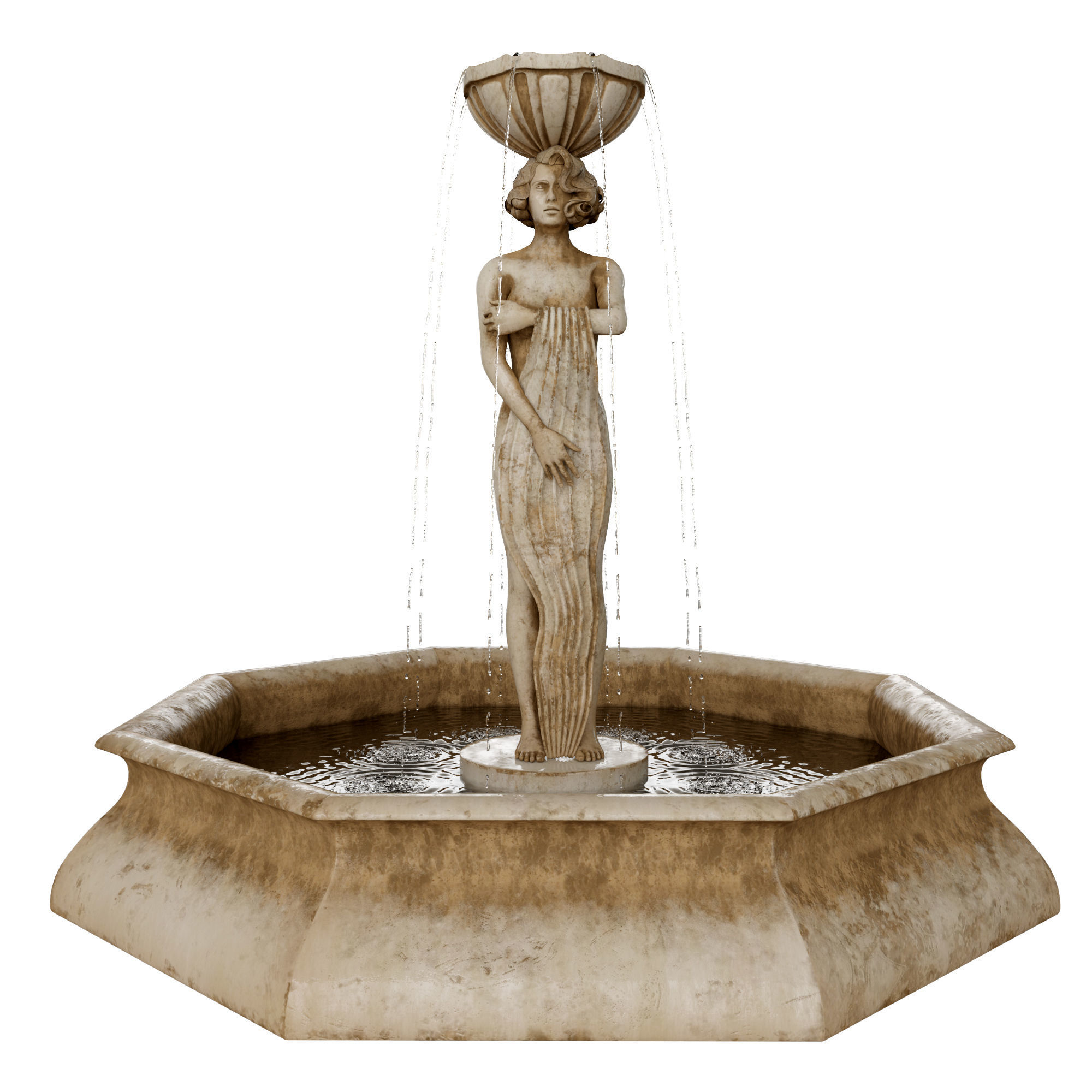 Girl Statue Fountain - Water Feature 3D model_1
