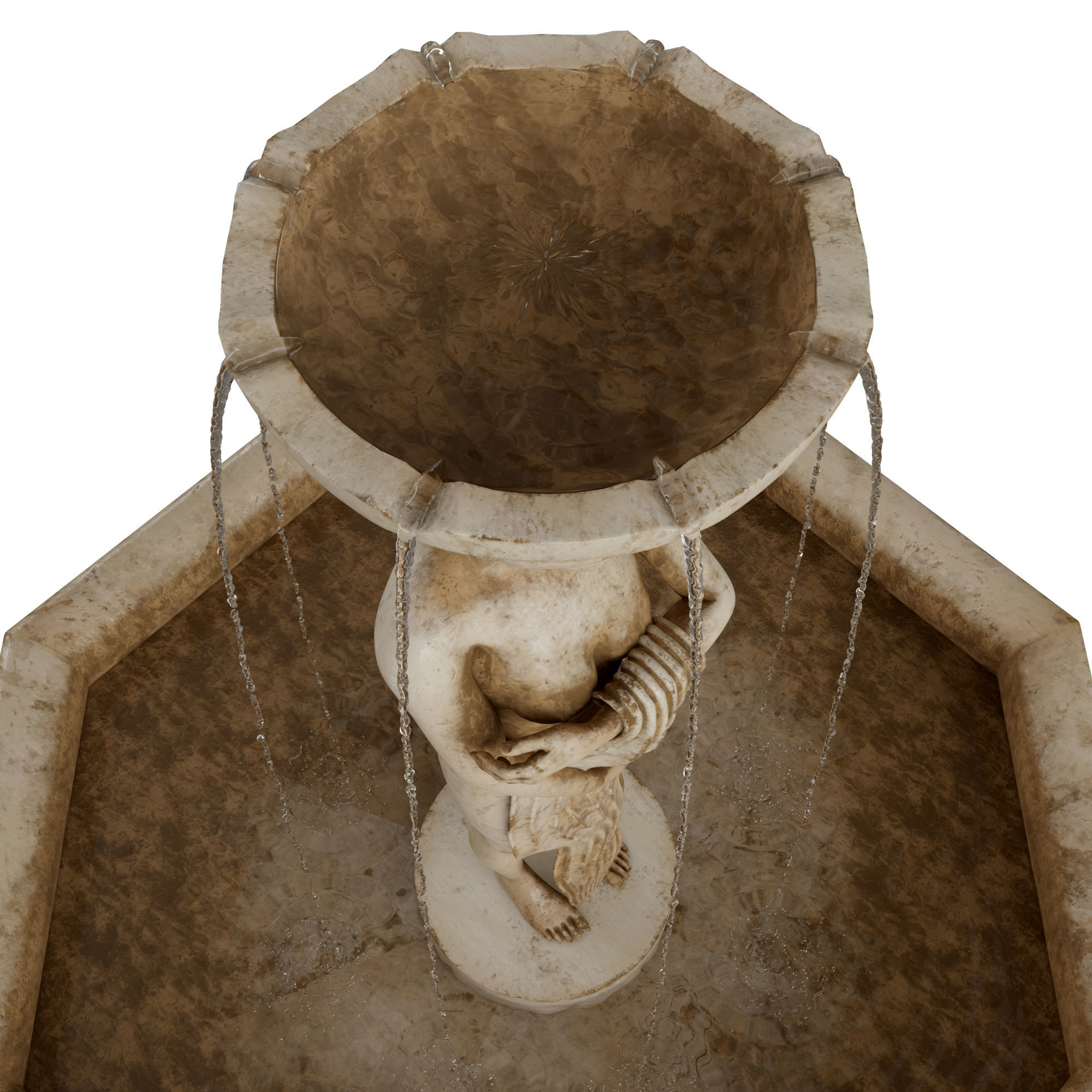 Girl Statue Fountain - Water Feature 3D model_3