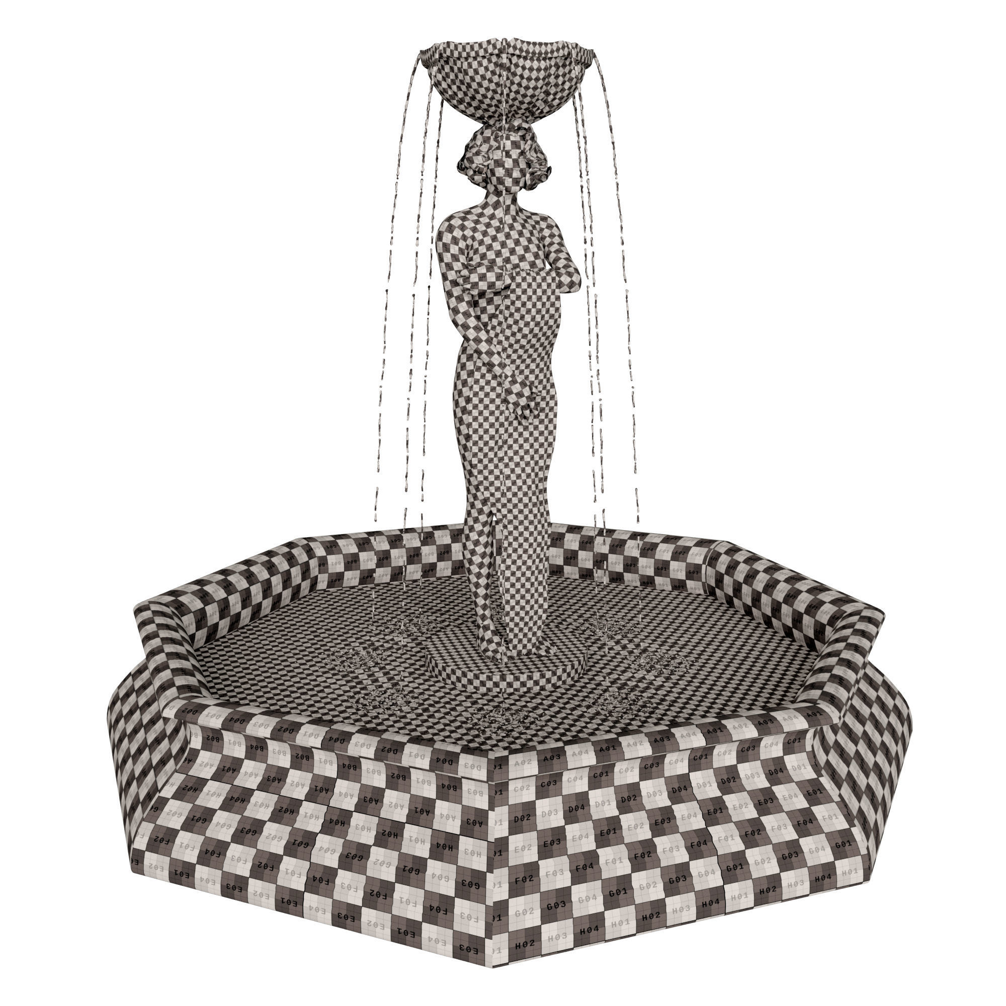 Girl Statue Fountain - Water Feature 3D model_7