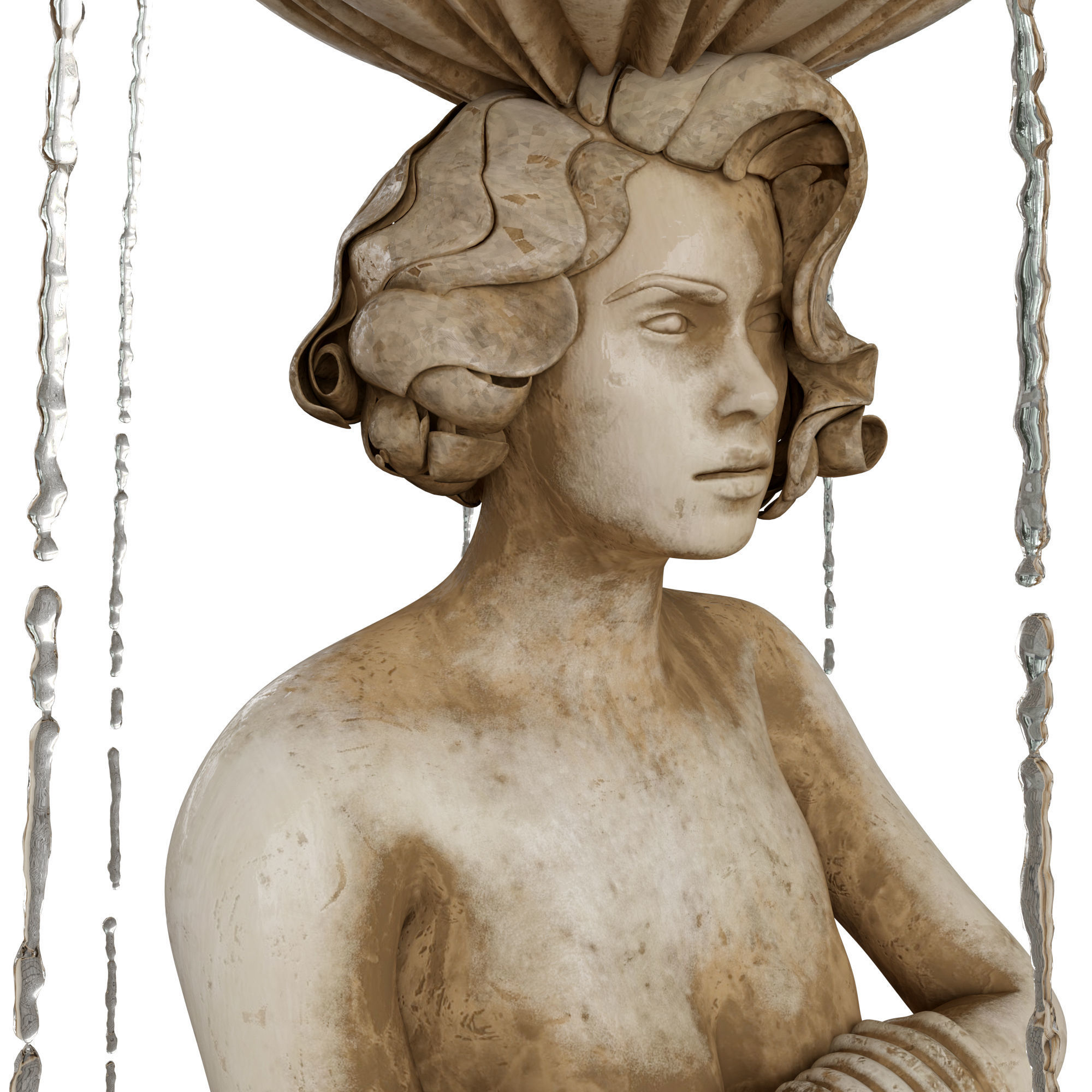 Girl Statue Fountain - Water Feature 3D model_5