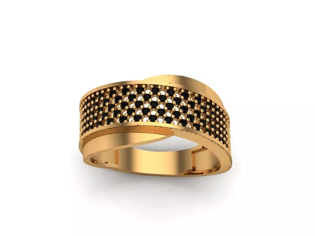 Jewelry gold ring with diamonds 3D print model