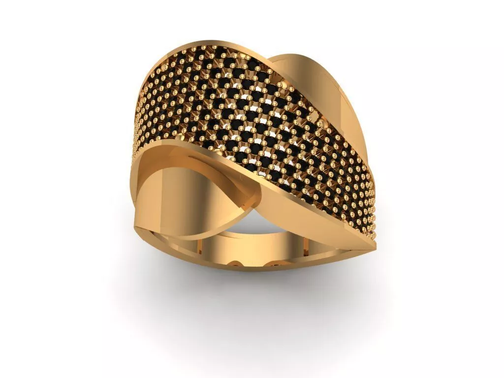 Jewelry gold ring with diamonds 3D print model