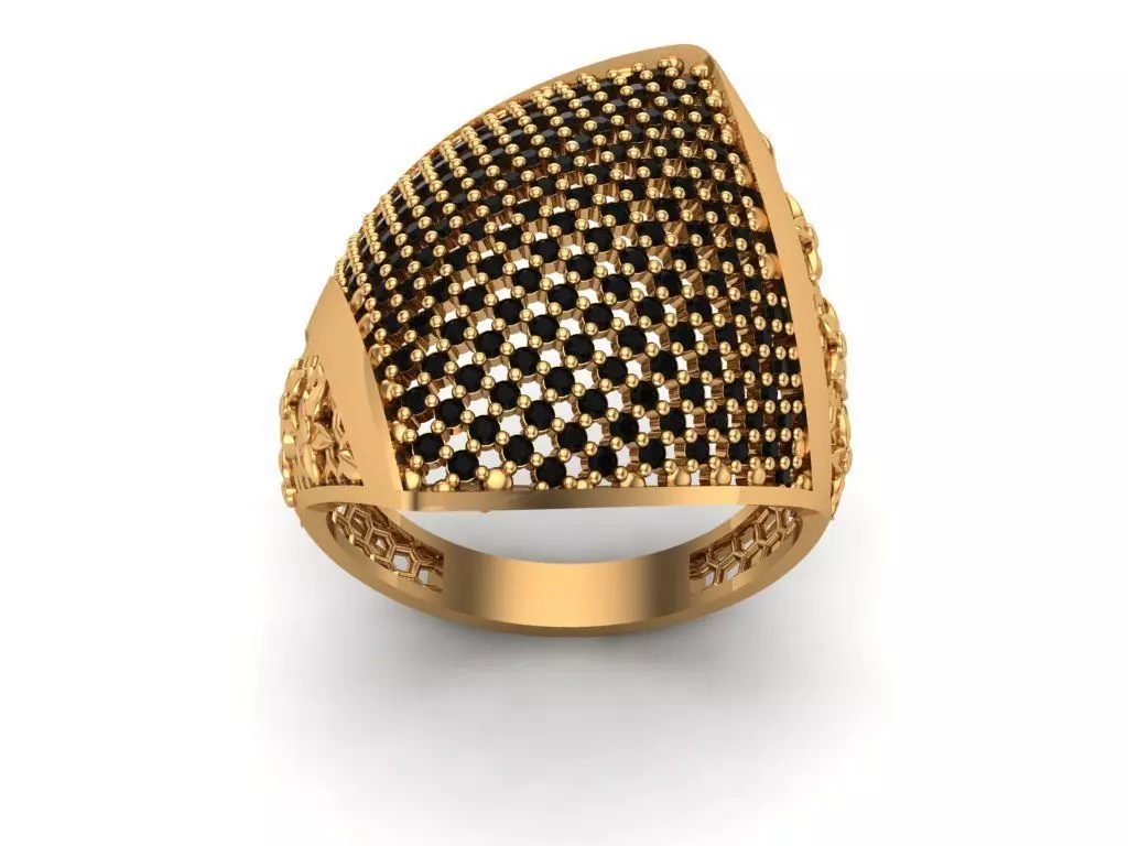 Jewelry gold ring with diamonds 3D print model
