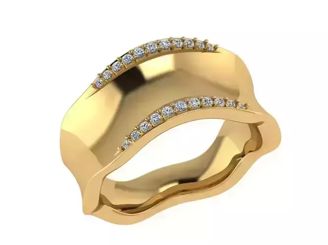 Ring243 gold band with diamonds