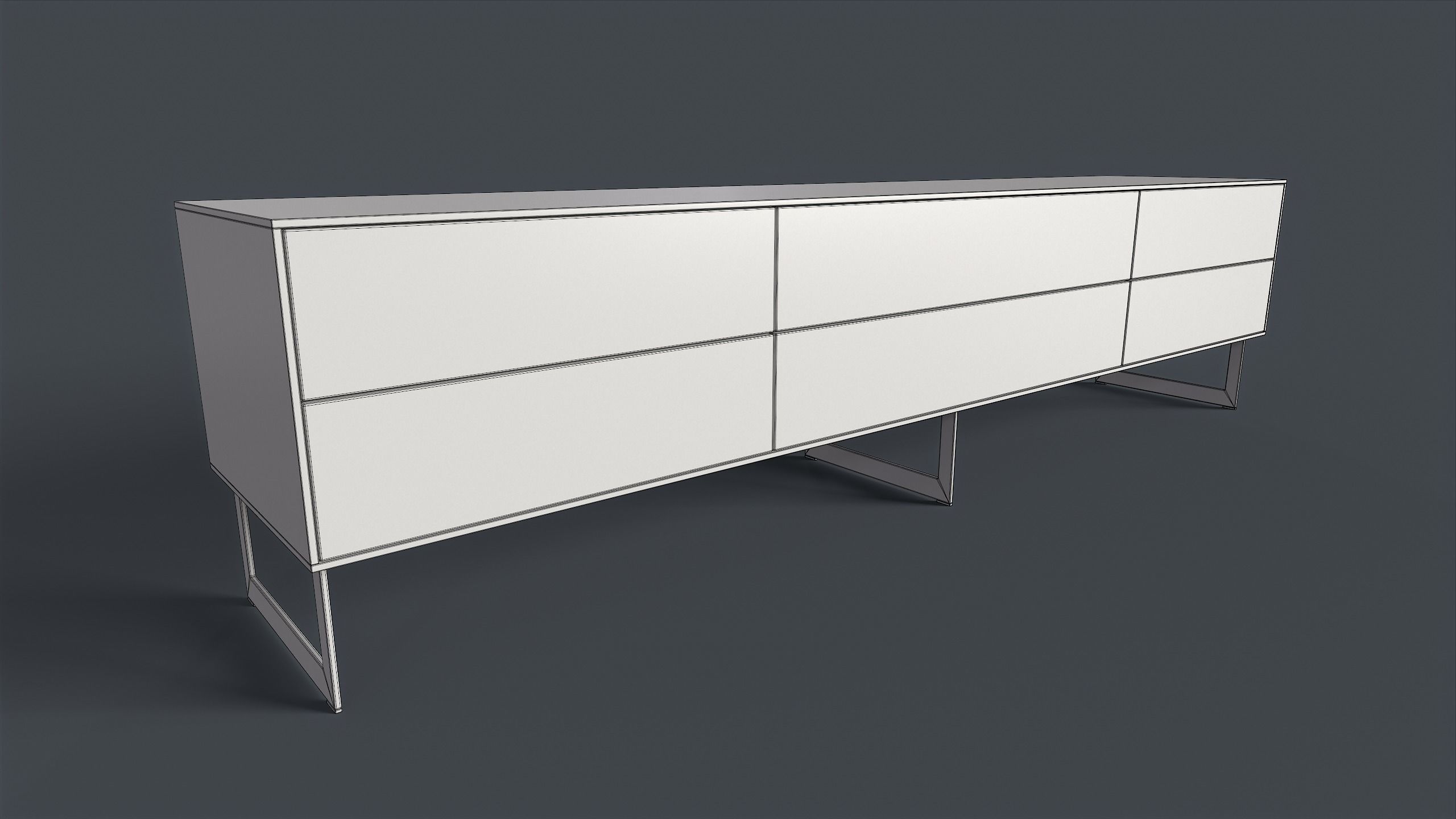 Bellagio TV Dresser 2 PBR Game Ready  Low-poly 3D model_14