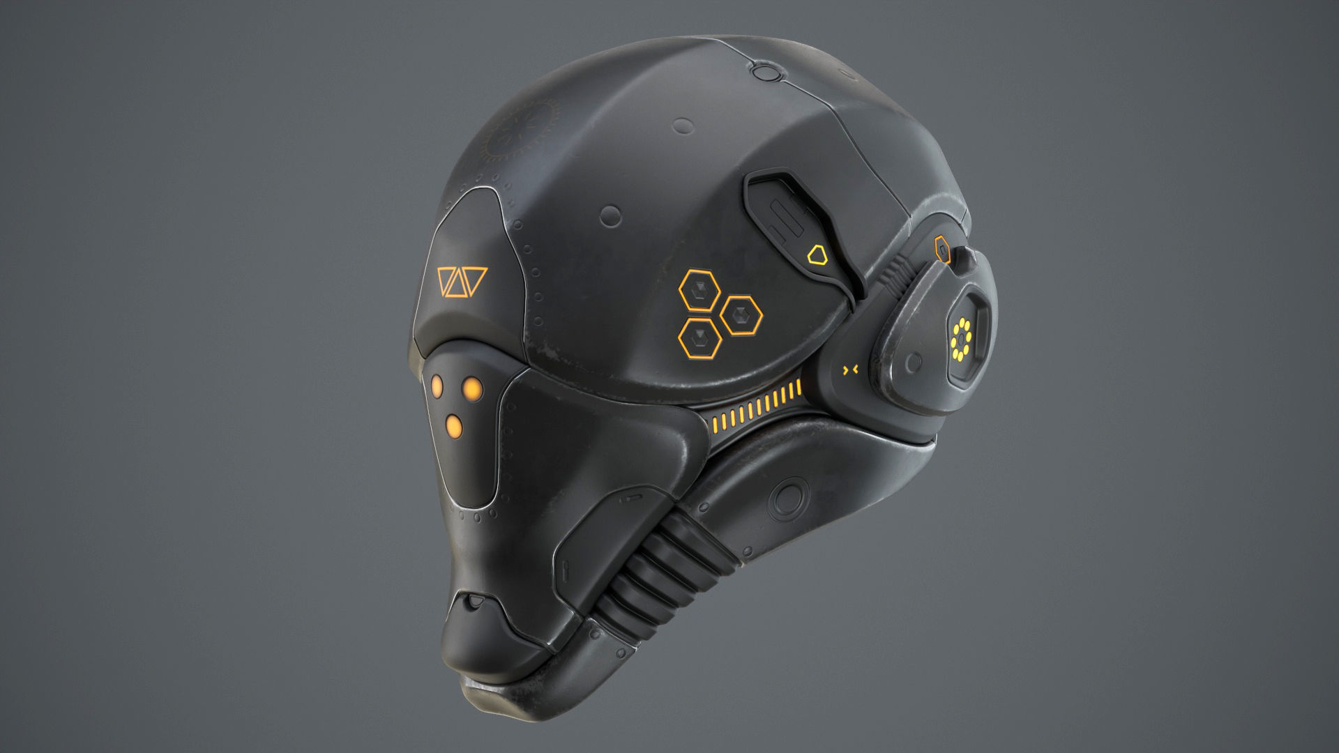 Sci-Fi Helmet 2 Low-poly 3D model_9