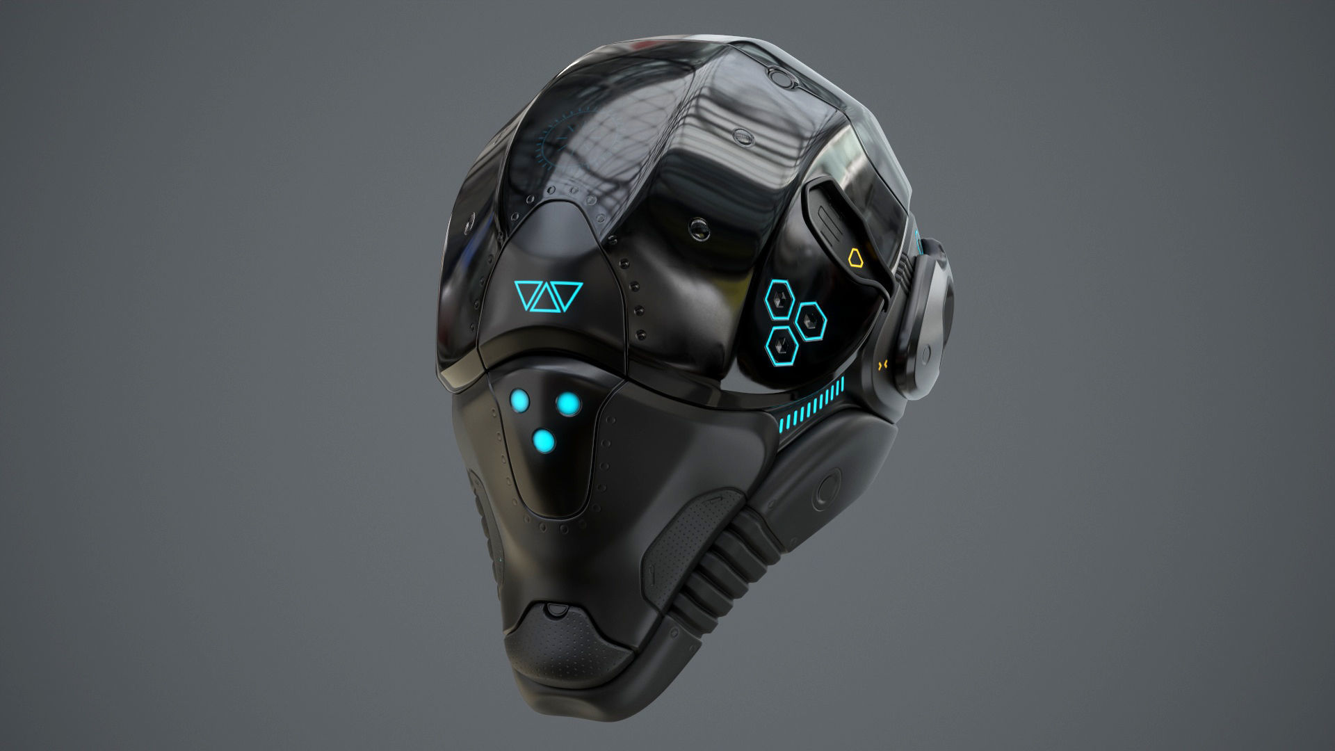 Sci-Fi Helmet 2 Low-poly 3D model_43