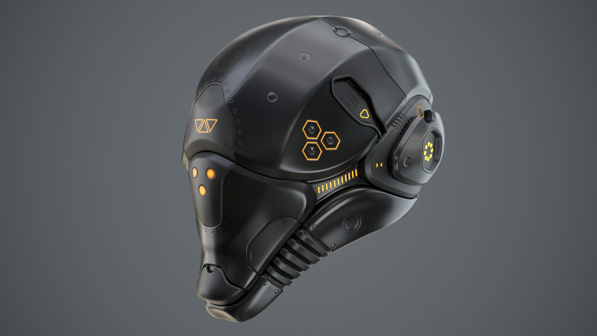 Sci-Fi Helmet 2 Low-poly 3D model_10