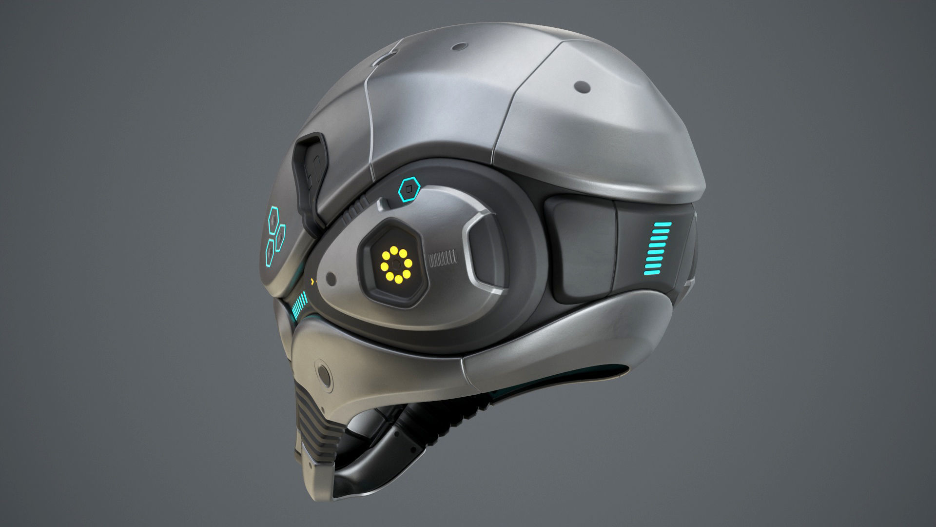Sci-Fi Helmet 2 Low-poly 3D model_34