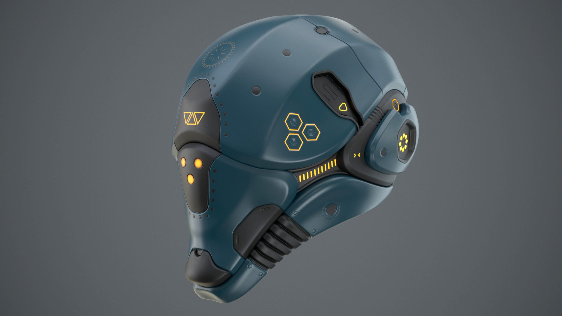 Sci-Fi Helmet 2 Low-poly 3D model_12
