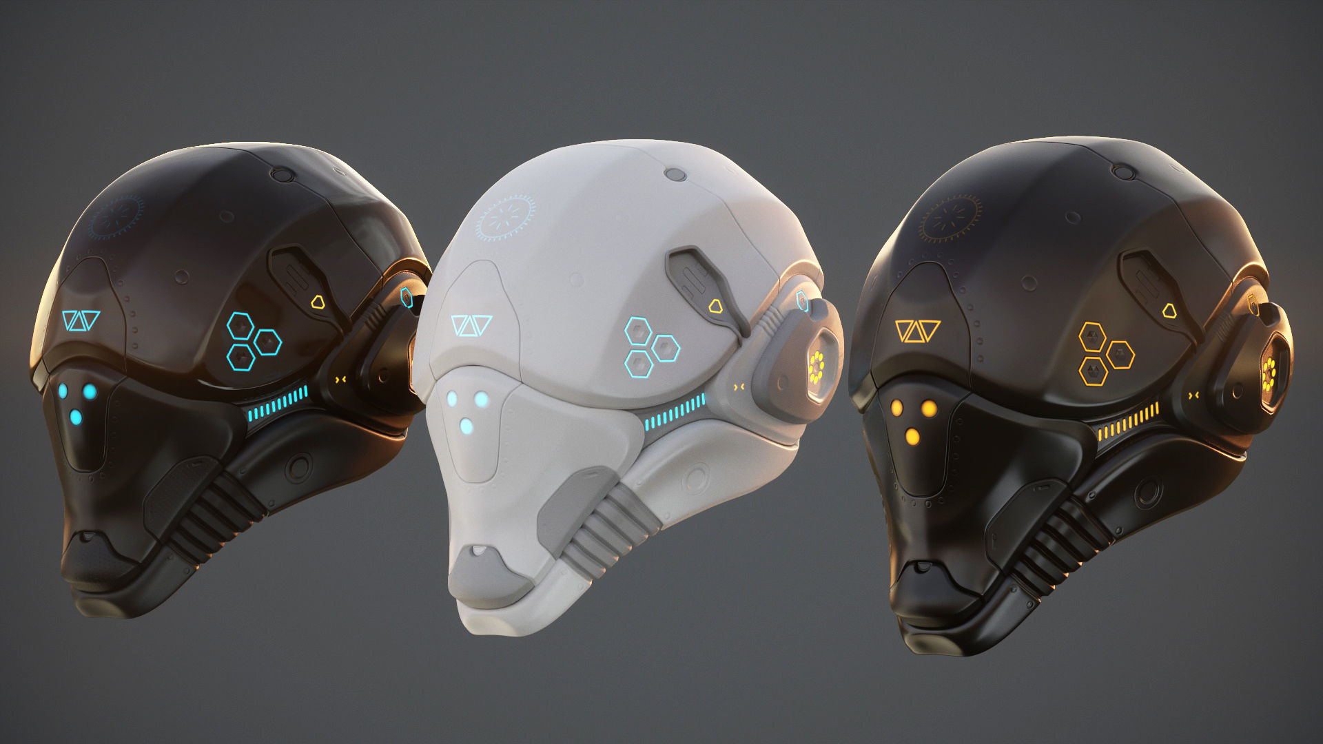 Sci-Fi Helmet 2 Low-poly 3D model_3