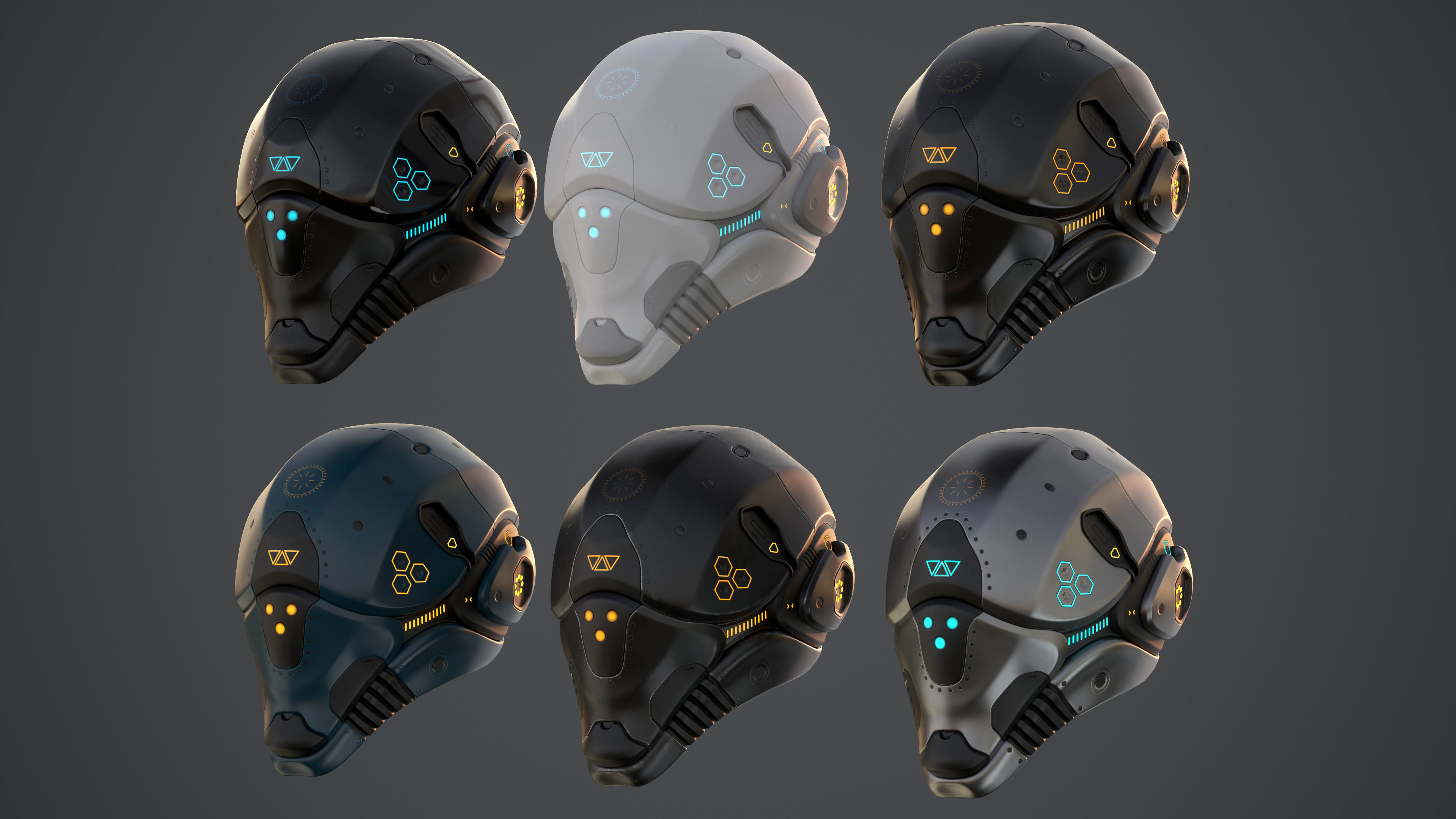 Sci-Fi Helmet 2 Low-poly 3D model_5