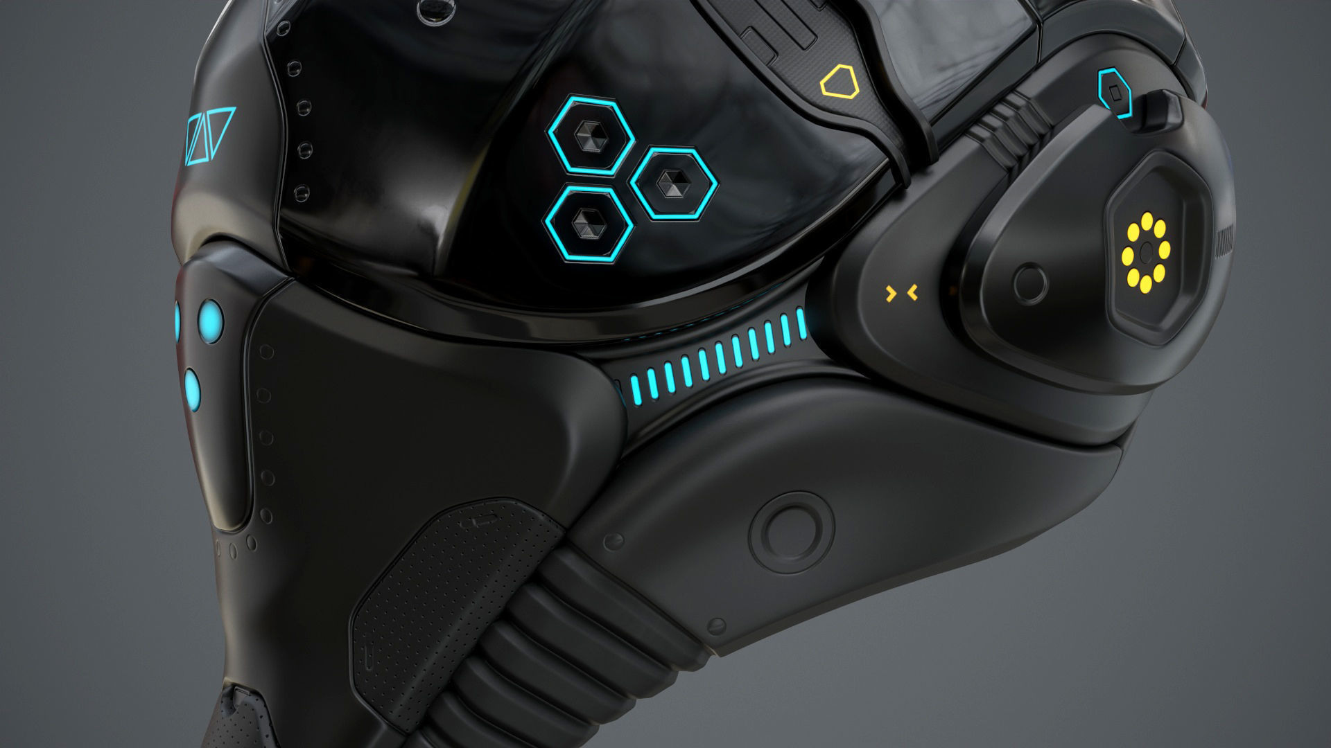 Sci-Fi Helmet 2 Low-poly 3D model_26