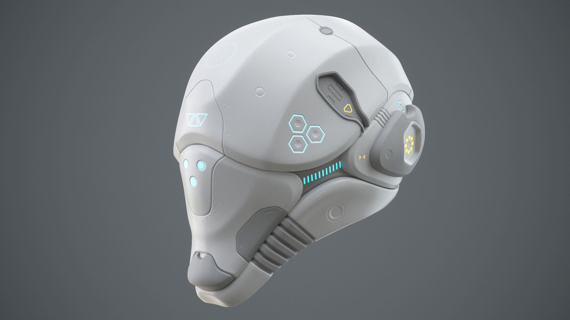 Sci-Fi Helmet 2 Low-poly 3D model_7
