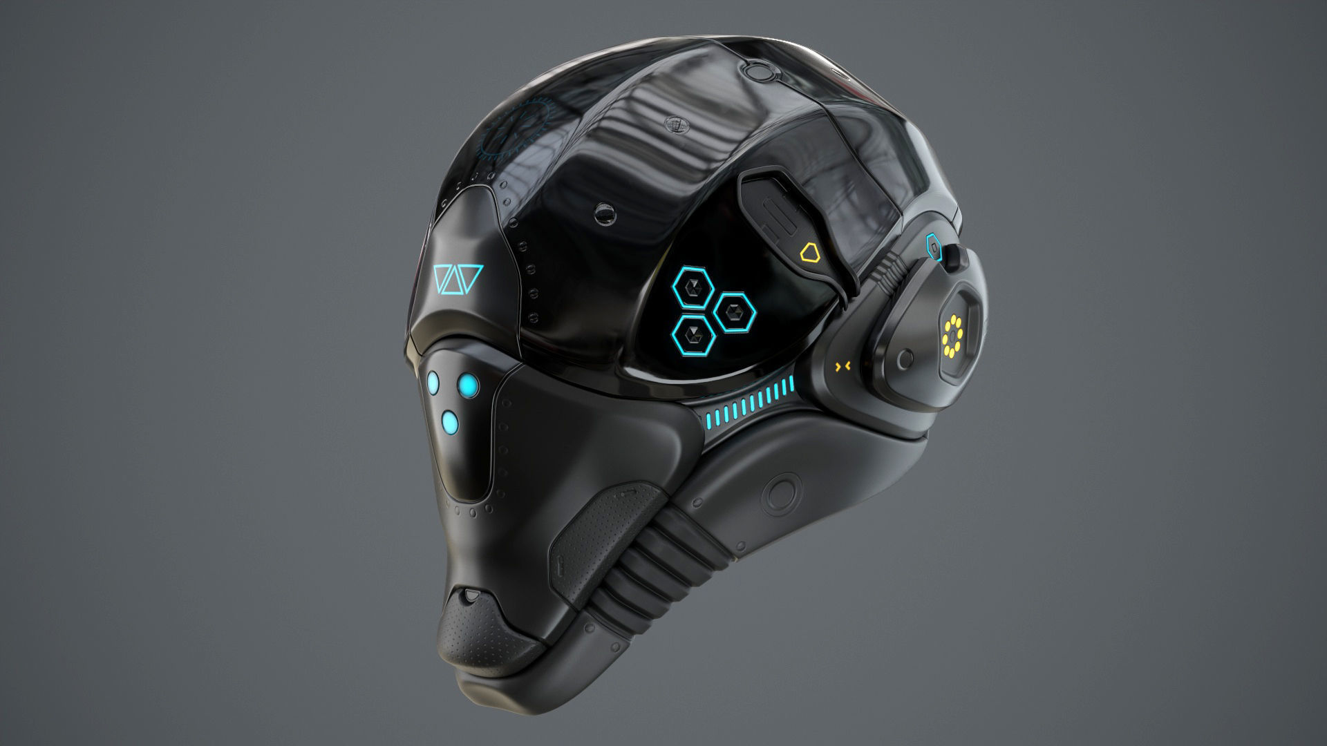 Sci-Fi Helmet 2 Low-poly 3D model_6