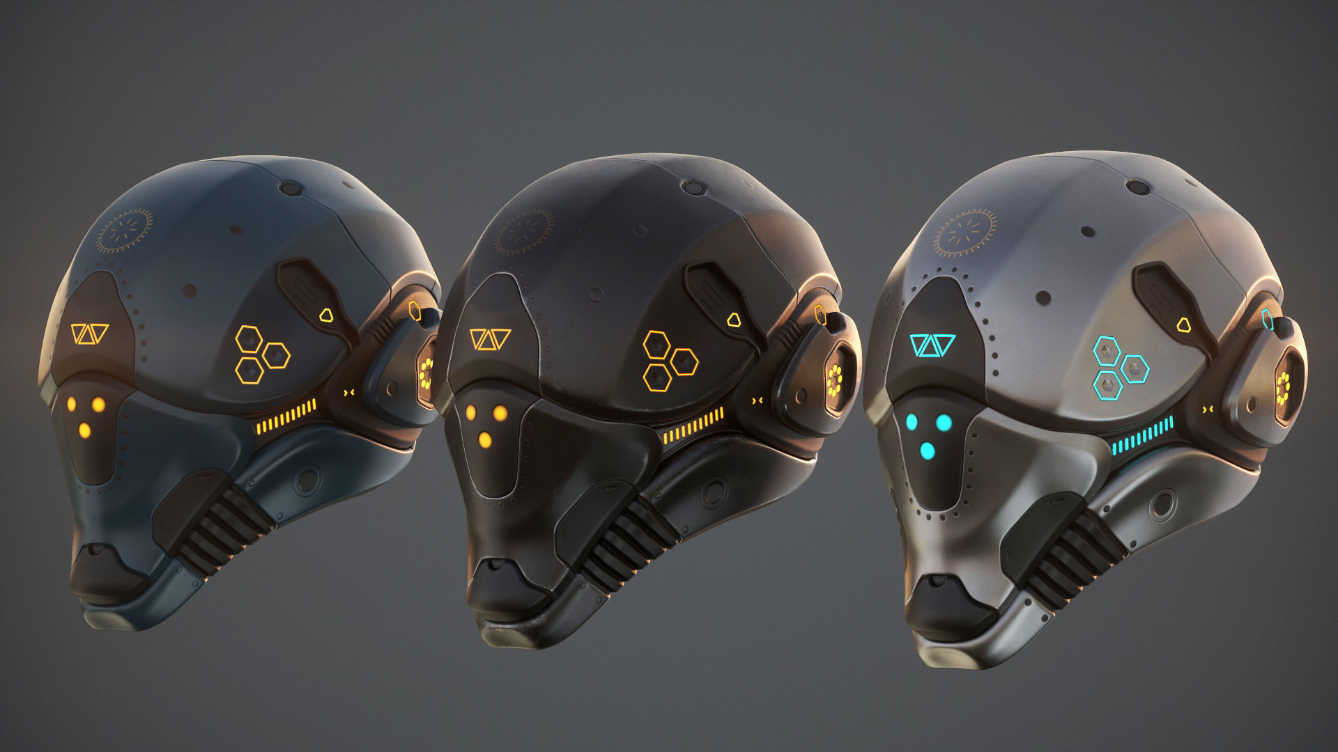 Sci-Fi Helmet 2 Low-poly 3D model_4