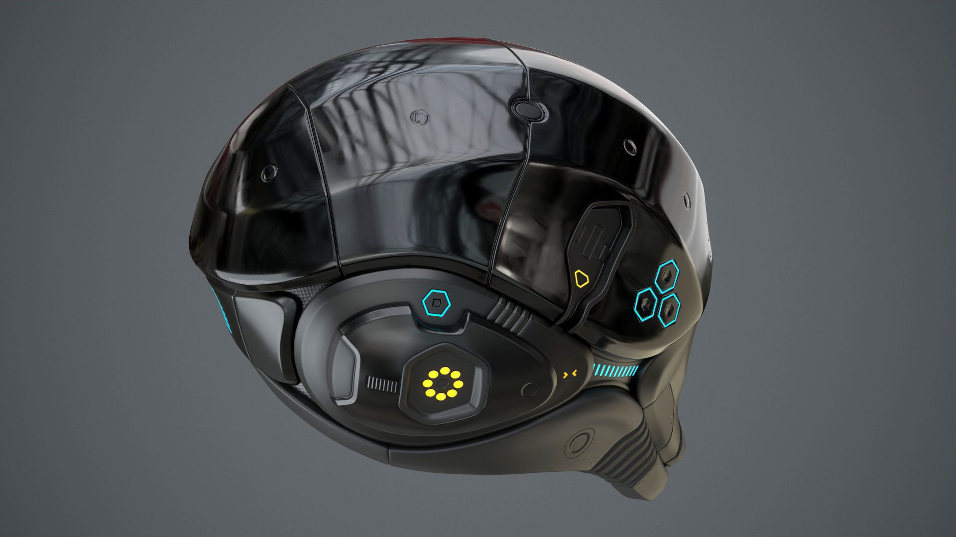 Sci-Fi Helmet 2 Low-poly 3D model_36