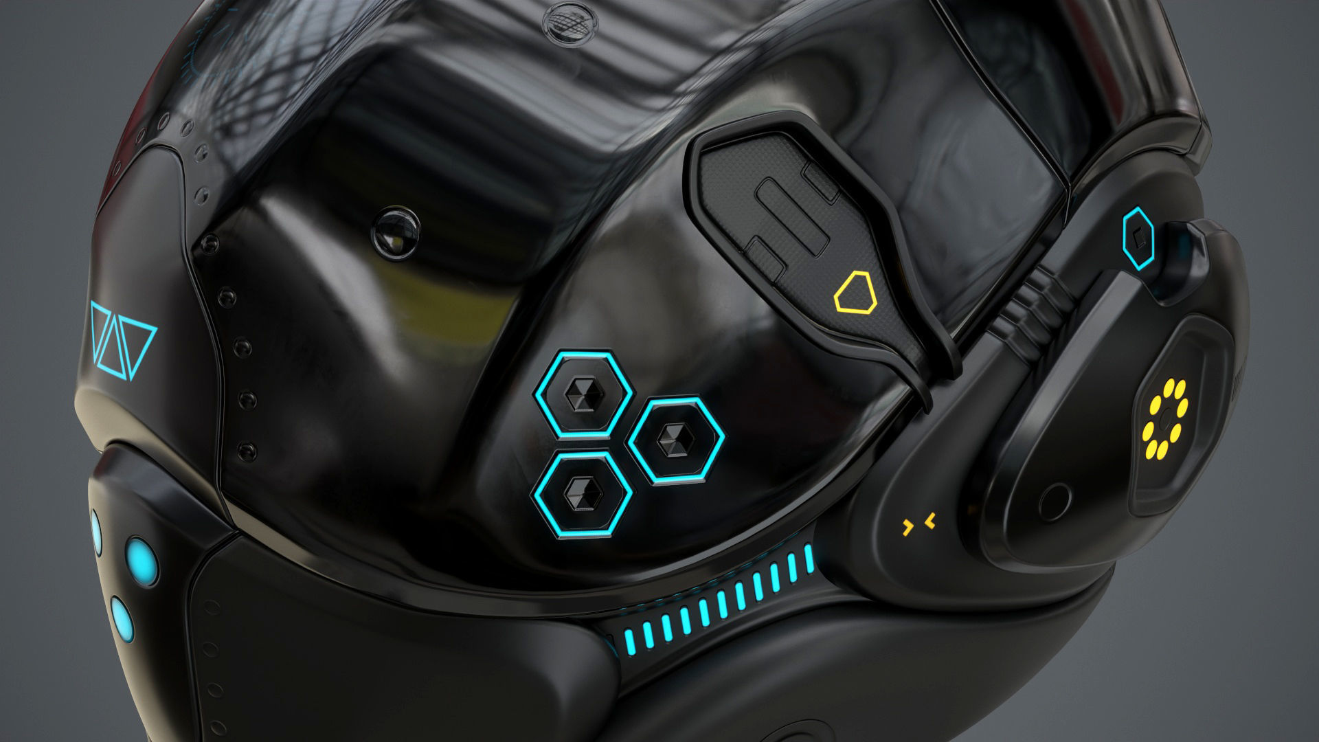 Sci-Fi Helmet 2 Low-poly 3D model_17