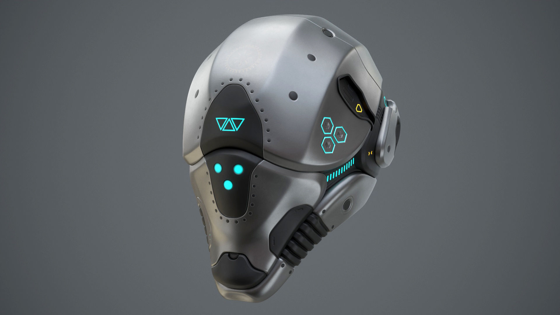 Sci-Fi Helmet 2 Low-poly 3D model_47