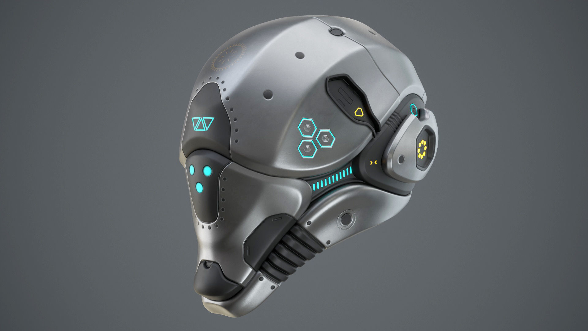 Sci-Fi Helmet 2 Low-poly 3D model_11