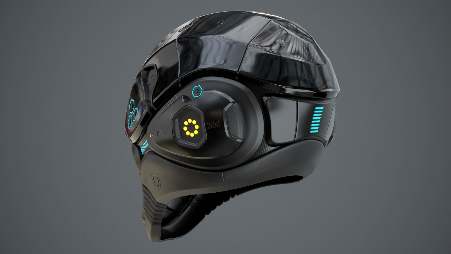 Sci-Fi Helmet 2 Low-poly 3D model_8