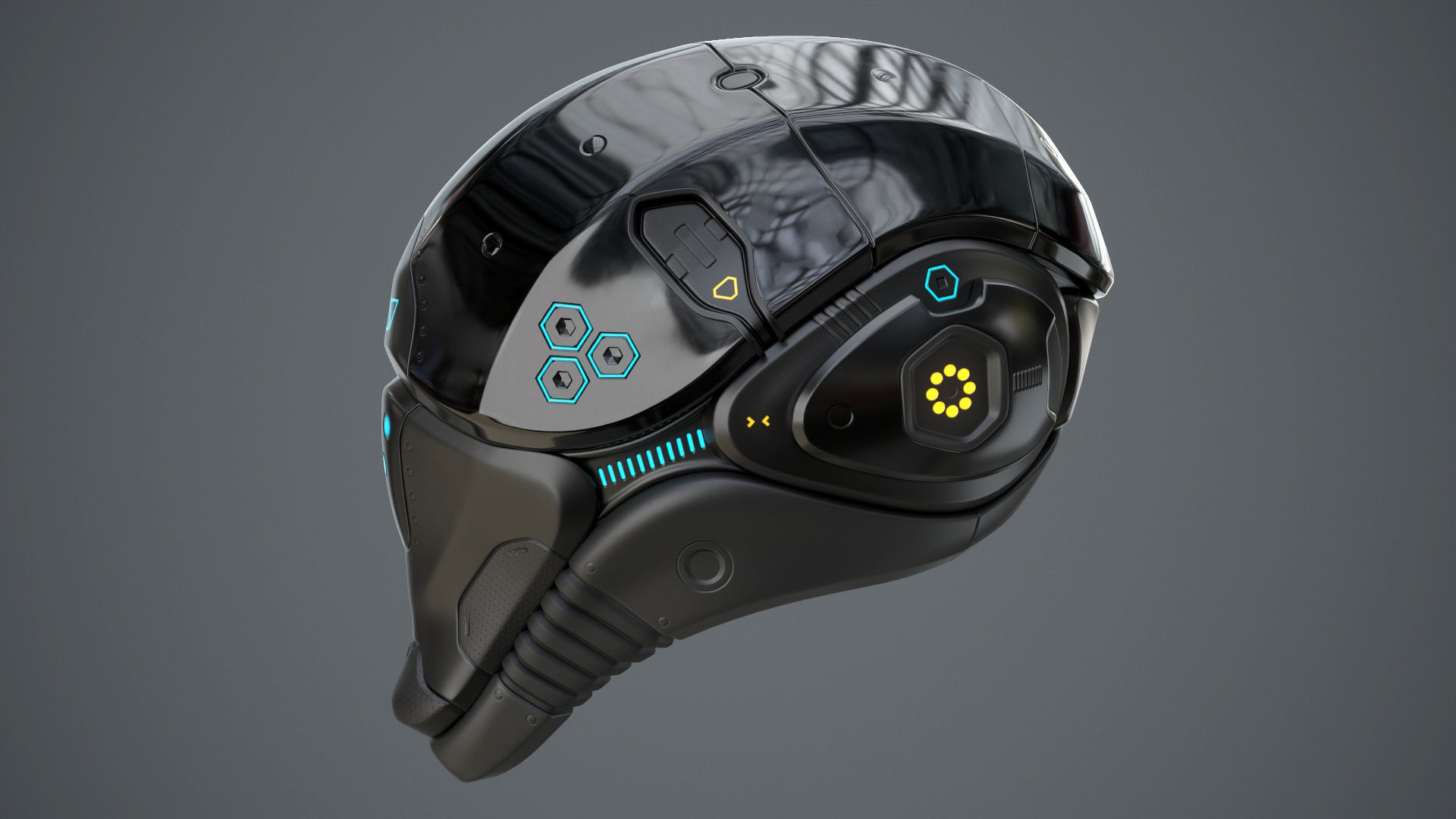 Sci-Fi Helmet 2 Low-poly 3D model_27