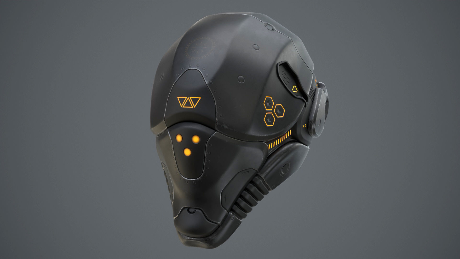 Sci-Fi Helmet 2 Low-poly 3D model_45