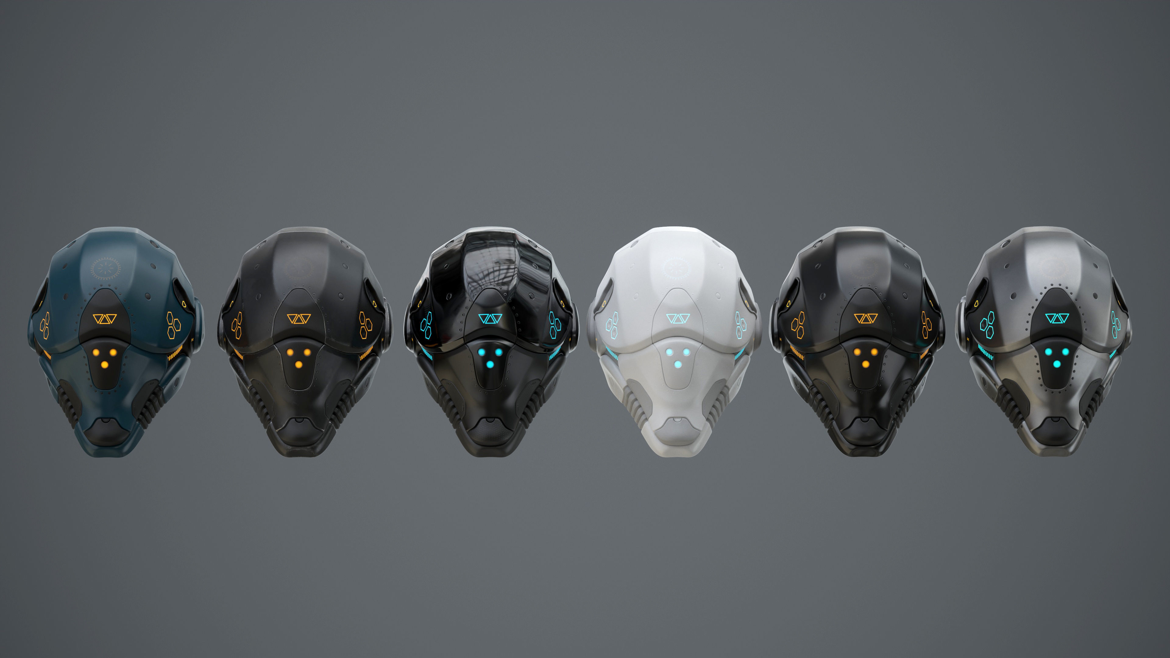 Sci-Fi Helmet 2 Low-poly 3D model_42