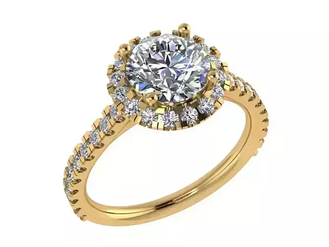Ring245 diamond halo engagement ring gold