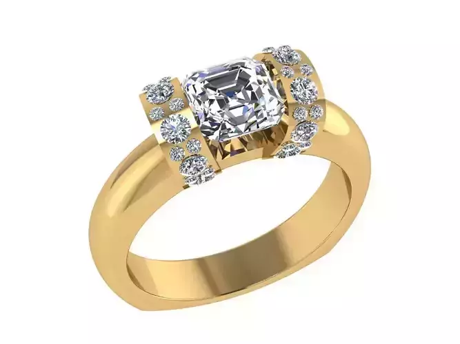 Ring246 gold engagement ring with diamonds