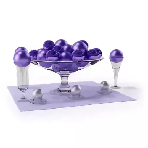 Purple And Silver Cristmas Balls In Glass Containers