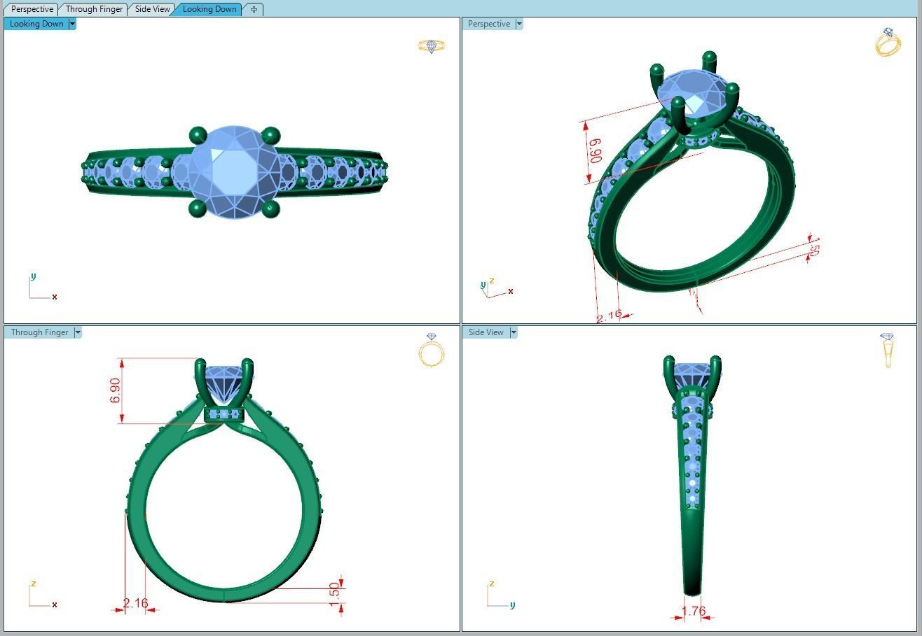 Ring248 diamond engagement ring gold 3D print model_5