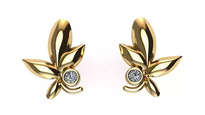 Olive Leaf Earring with Diamond