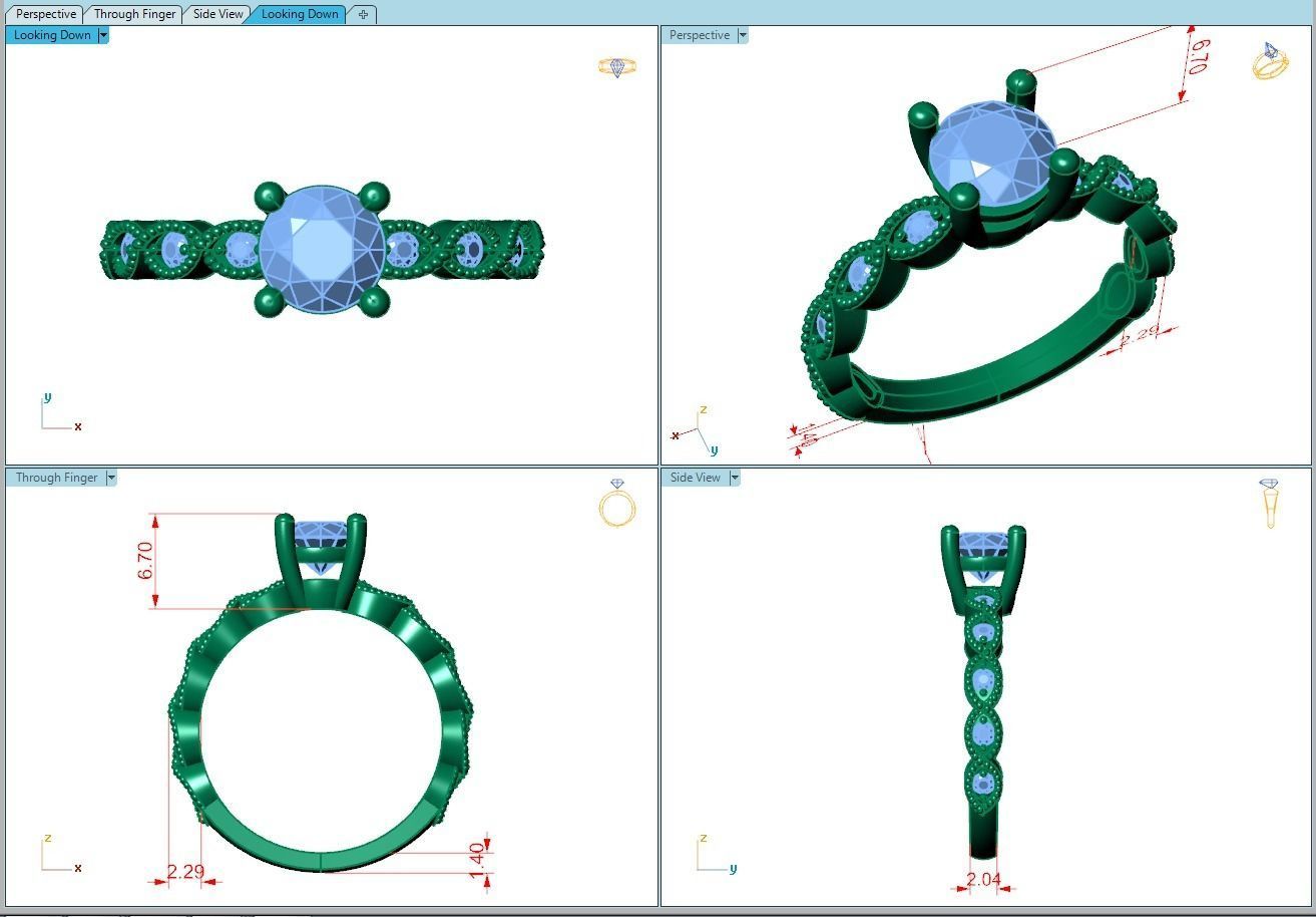 Ring249 diamond engagement ring gold 3D print model_5