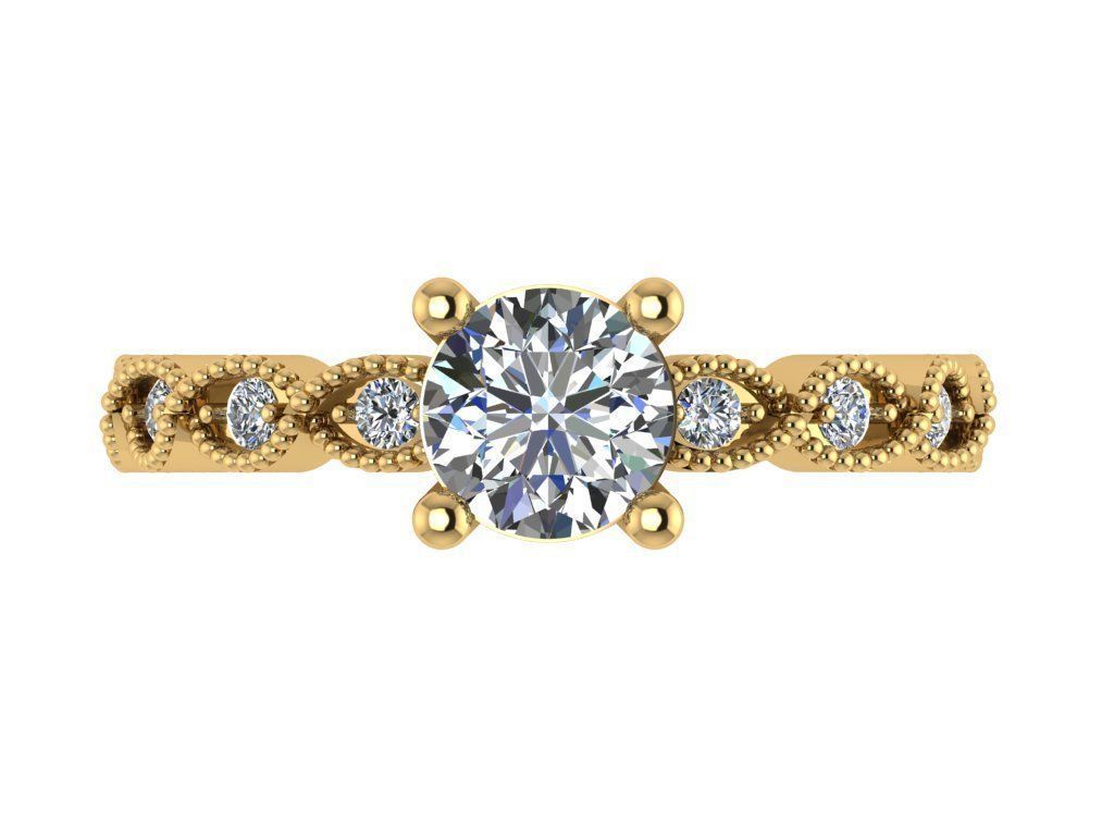 Ring249 diamond engagement ring gold 3D print model_1