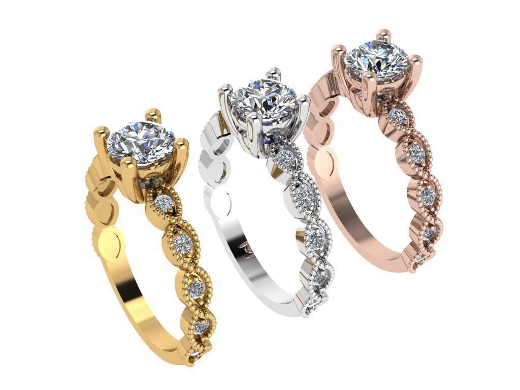 Ring249 diamond engagement ring gold 3D print model_4