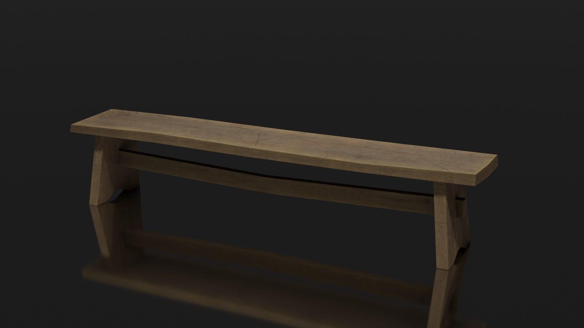 Old Wooden Medieval Dining Table Low-poly 3D model_3