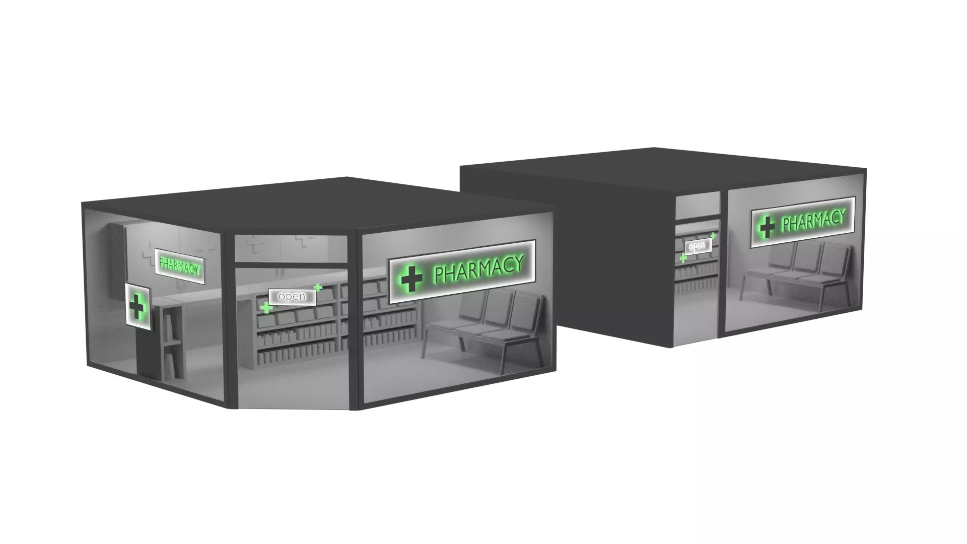 Pharmacy - Low Poly cube Low-poly 3D model