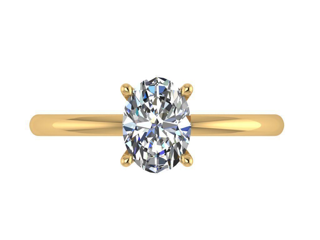 Ring252 gold engagement ring with oval cut diamond 3D print model_1