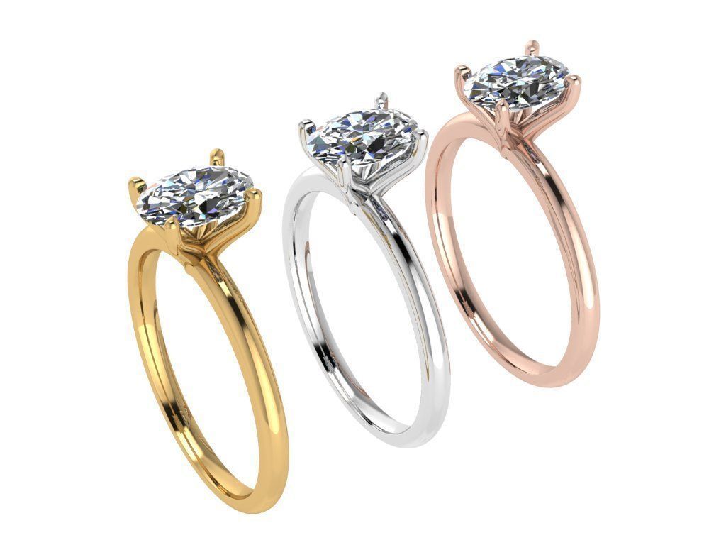 Ring252 gold engagement ring with oval cut diamond 3D print model_4