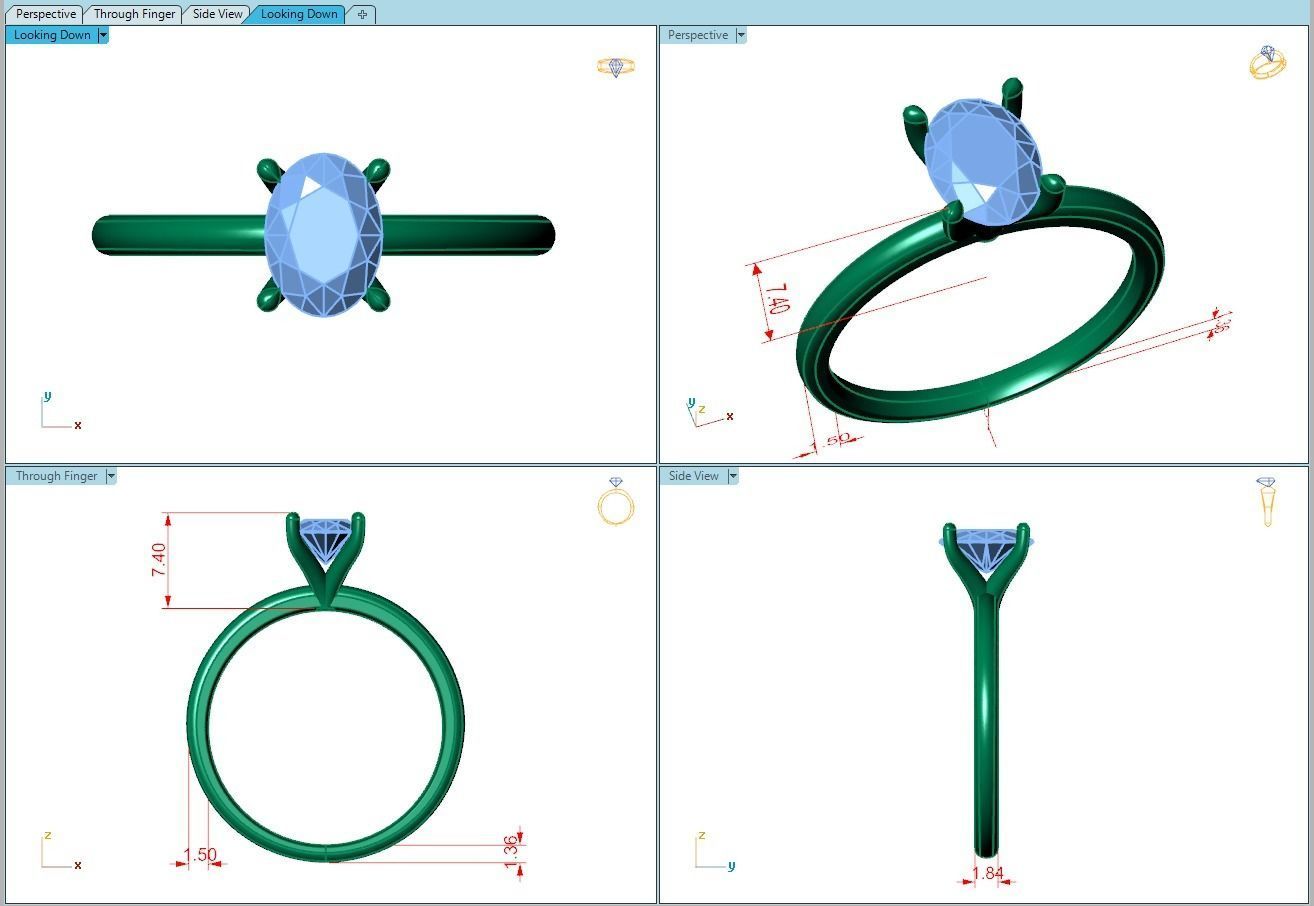 Ring252 gold engagement ring with oval cut diamond 3D print model_5