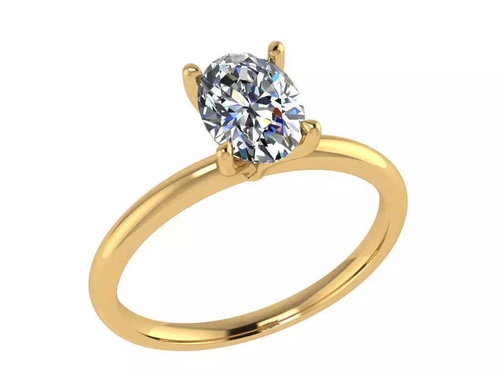Ring252 gold engagement ring with oval cut diamond 3D print model_0